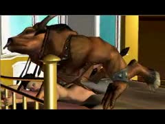 A lovely chick's ass is being destroyed by a horse.